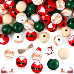 PRICES MAY VARY. Package includes: there are 120 pieces of Christmas wood beads made in 4 different kinds with a rope in the package, including Santa Claus head beads, Santa Claus body beads, natural wood beads and green wood beads, each style has 30 pieces, the sufficient quantity will meet your decoration needs easily Christmas decoration beads: these small wood beads are made in Santa Claus appearance and painted in classic Christmas colors, which will create a warm and joyful atmosphere arou Christmas Wooden Beads, Diy Christmas Party, Beaded Christmas Decorations, Red Crafts, Beads Christmas, Diy Jul, Diy Christmas Ornament, Bead Crafts Diy, Christmas Craft Kit