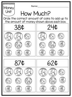 counting money worksheet for kids to learn how much coins are in each box