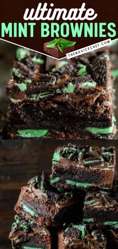 Ultimate Mint Brownies, christmas desserts, christmas baking recipes St Patrick’s Day Mint Brownies, Mint Baked Goods, St Patrick Brownies, Mint Chip Brownies, Mint Oreo Cookie Recipes, Recipes With Mint Oreos, Brownies With Andes Mints, Easy Mint Brownies, Chocolate And Mint Desserts