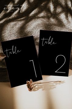 the table numbers are placed on black cards