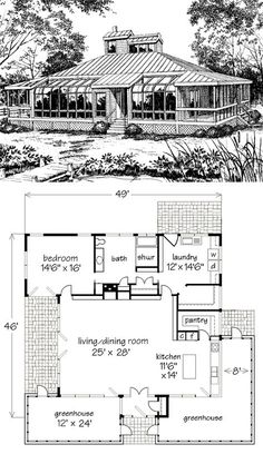 two story house plans with an open floor plan for the front and back of the house