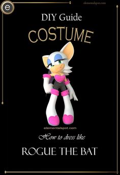 a poster with an image of a cat in pink and black clothes, text reads diy guide costume how to dress like roule the bat