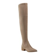 PRICES MAY VARY. Make a statement in the Yaki dress boots. This boot features a mid block heel, over the knee silhouette and a stylish pointy toe. These boots are anything but boring! Marc Fisher LTD is casual luxe footwear in coveted silhouettes and rich materials to wear on repeat. Pointed Toe Zip Closure Imported 1.57" Heel Height Cream Colored Women's High Boots Low Heel Pointed Toe Size 8, Knee High Taupe Boots, Luxury Medium Width Knee-high Boots, Luxury Knee-high Wedge Boots For Fall, Over The Knee Boots Without Heel, Taupe Over Knee Boots, No Heel Over The Knee Boots, Luxury Wide Calf Tall Knee-high Boots, Taupe Over The Knee Boots