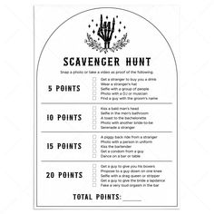 a scavenger hunt is shown in black and white