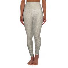 These skinny fitting high-waisted yoga leggings will take you from workout to store run in comfort and style. They are fully customizable with an all-over print that adds an instant pop to any athleisure wardrobe. Note: Runs small, consider sizing up! .: 83% Polyester, 17% Spandex .: Skinny fit .: Outside seam thread is color-matched to design .: Interior white seam thread .: Double layer waistband .: NB! May appear slightly see-through when stretched. Some of the undyed white underneath materia Beige Leggings, High Waisted Yoga Leggings, Yoga Leggings, Outfits With Leggings, Women's Leggings, Athleisure, Color Matching, Champagne, Favorite Outfit