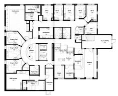 the floor plan for an office building with multiple floors and several rooms, including one bedroom