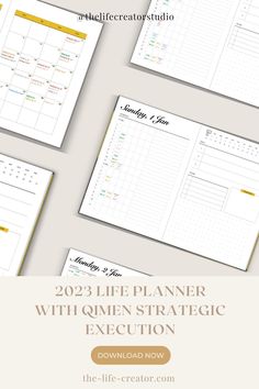 three planner pages with the text, 2021 life planner with women's strategic en