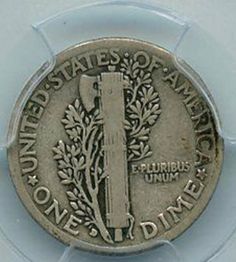 the united states of america one dime is on display in a clear plastic holder,