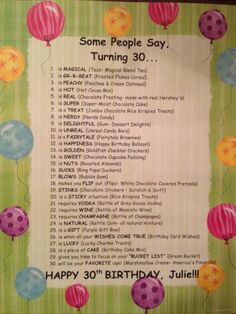 the birthday list for some people say turning 30