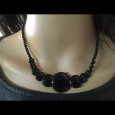 Over 15 Years Old, Never Used A Simple Yet Beautiful Genuine Black Onyx & Necklace With Graduated Circle And Round Beads 16 Inch Strand With A Silver Plated Beaded Lobster Clasp Closure. Nice Shiny Black And Silver, Classy! The Center Circle Is About The Size Of A Quarter, Very Elegant! Perfect For Any Occasion. Different Designs And Matching Rings Available At Other Listings See Pictures! Bundle Up And Save! Elegant Black Necklace With Polished Beads, Elegant Black Necklaces With Polished Beads, Elegant Black Polished Beads Necklace, Elegant Polished Black Beads, Elegant Black Polished Beads, Black Beaded Necklace For Formal Costume Jewelry, Black Beaded Costume Jewelry Necklace For Formal Occasions, Formal Black Beaded Costume Jewelry Necklace, Formal Black Beaded Costume Necklace