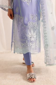 Product Description: Embroidered Chikankari Lawn Shirt Paired With Embroidered Chiffon Duppatta And Dyed Cotton Trouser Kurti Patterns, Embroidered Chiffon, Embroidered Organza, Winter Print, Lawn Shirts, Designer Party Wear Dresses, Boutique Dress Designs, Summer Suits, Designs For Dresses