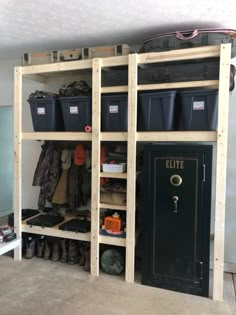 the storage room is filled with many items