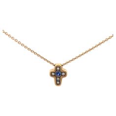 18K Yellow Gold "Cross" pendant. The pendant has 1 Sapphire. 15ct and 5 Diamonds .05ctw. 18" 1.5mm Chain Included 6.4 grams Luxury Cross Necklace In Fine Jewelry Style, Alex Sepkus, Gold Cross Pendant, Dope Jewelry, Minimal Jewelry, Gold Cross, Cross Pendant, Cross Necklace, Jewelry Necklace Pendant