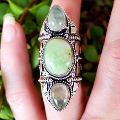 Brand New Stunning Handmade Chrysoprase And Aquamarine Antique Design Silver Statement Ring. Size 7 925 Stamped New To Poshmark? Use Referral Code Kimberlyn222 To Receive $10. Green Cabochon Moonstone Ring In Sterling Silver, Handmade Green Moonstone Ring In Sterling Silver, Silver Chrysoprase Ring As Gift, Silver Chrysoprase Cabochon Emerald Ring, Soldered Jewelry, Soldering Jewelry, Statement Ring Silver, 7 Rings, Ring Color