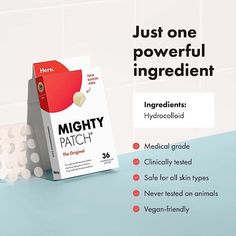 The Original Award-Winning Acne Patch: Mighty Patch is a hydrocolloid sticker that improves the look of pimples overnight without the popping. Just stick it on, get some sleep, and wake up with clearer-looking skin. ⏱️ Results in 6-8 Hours: Absorbs pimple gunk thanks to our medical-grade hydrocolloid. Clinically tested, drug-free, and safe for all skin types. Spot Stickers, Acne Pimple Patch, Mighty Patch, Get Some Sleep, Acne Patch, Pimples Overnight, Pimple Patch, Pore Cleansing, Acne Spots