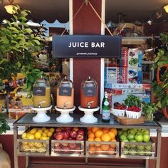 the juice bar is full of fresh fruits and vegetables