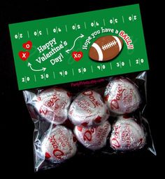 football valentine's day candy wrapped in cellophane