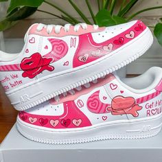 Pink Air Force 1 Custom Pink Air Force 1, Custom Nike Air Force, Nike Air Force 1s, Shoes Outfit Fashion, Custom Nike