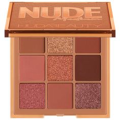 A mini eyeshadow palette featuring nine variations of the sexiest nude shades designed to be worn by everyone.What Else You Need to Know: Created to suit every skin tone and eye color, each palette contains an incredible shade range: from buttery mattes, super-shimmery shadows, and complementary metallic shades, all with smooth and blendable textures. Nude Light is a beautiful balance of light and creamy praline hues in both warm and cool tones. It features peachy shades with unexpected pops of Huda Palette, Best False Lashes, Eyeshadow Collection, Makeup Eyeshadow Palette, Elf Cosmetics, Dramatic Eyes, Nude Eyeshadow, Maquillage Halloween, Trik Fotografi