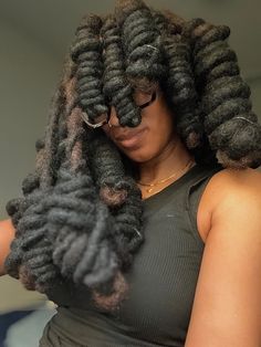 #locstyles Locs Hairstyles For Women Long Lengths, Curly Loc Styles Black Women, Loc Hairstyles Medium Length, Long Curly Locs, Thick Curly Locs, Loc Bob With Bangs, Two Strand Twist Thick Locs, Curls On Thick Locs, Long Dreadlocks