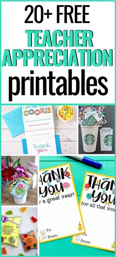 20 free teacher appreciation printables for teachers to use on their classroom projects and crafts