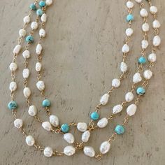 RICE PEARL AND GEMSTONE NECKLACE – POSHMIRA Gemstone Necklace Diy, Rice Pearl Necklace, Emotional Expression, Gemstone Beads Jewelry, Boost Creativity, Yin And Yang, Tourmaline Necklace, Turquoise Howlite, Jewelry Lookbook