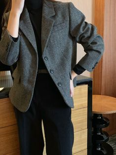 Wool blend jacket in herringbone design. Three button detail closure. Collared and long sleeve in a classic cut. Model is wearing MINUSEY ONE SIZE. ✔️ Free worldwide express shipping over $100✔️ Loved by 6,500+ customers✔️ Limited edition collections, maximum style⠀⠀⠀⠀⠀⠀⠀⠀⠀Stay ahead of the trend with can’t-find-anywhere-else staples. Your closet will thank you 💕 * MINUSEY ONE SIZE = EU 34-38, US 2-6* 80% Wool / 10% Polyester / 5% Acrylic / 5% Nylon* Dry clean* Made in Korea- Model Height: 173c Winter Office Blazer With Notch Lapel, Winter Office Wear Blazer With Notch Lapel, Notch Lapel Blazer For Office Wear In Winter, Winter Office Wear Single Button Blazer, Winter Long Sleeve Blazer For Office Wear, Fall Herringbone Tweed Jacket With Suit Collar, Long Sleeve Herringbone Sport Coat For Tailoring, Business Wool Coat With Herringbone Pattern, Winter Office Wear Outerwear With Welt Pockets