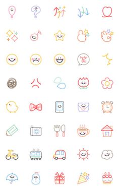 the icons are drawn in different colors