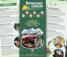 the bowling green brochure is open and ready for people to see it on