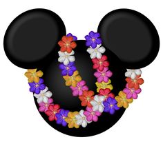 a mickey mouse head with flowers in the shape of the letter j on it's face