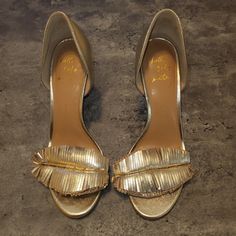 Brand New And Never Worn, These Beauties Do Not Have A Box. Gold Heels For Spring Galas, Fringe Heels, Gold Fringe, A Box, Shoes Women Heels, Banana Republic, Shoes Heels, Women Shoes, Brand New