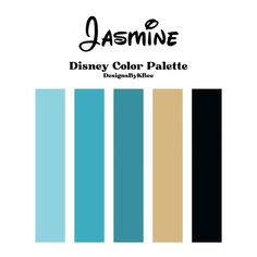 the disney color palette is shown in black, blue, and tan colors with text that reads