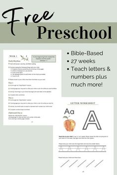 the free printable bible preschool worksheet for kids to practice numbers and letters