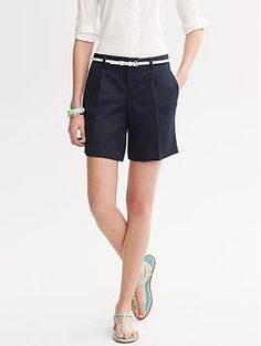 Pleat-Front Short in True Navy / Banana Republic  | summer 2013 Chic Bottoms With Flap Pockets For Summer, Lady Parts, Daisy Dukes, Baby Sister, Cute Shorts, Pretty And Cute, Short Shorts, Fashion Essentials, Tis The Season