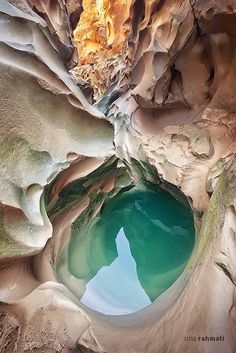 the water is blue and green in this cave