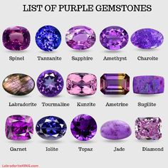 Purple Gemstones Chart, Types Of Gemstones For Jewelry, Purple Stone Jewellery, Cool Gemstones, Gems Aesthetic, Purple Stones Crystals, Gem Stone Rings, Gem Stone Jewelry, Jewel Stones