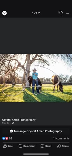 an instagram page with the image of a man and his horse