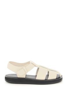 Composition: 100% Calfskin Leather Flat Leather Sandals, White Strappy Sandals, Celebrity Siblings, Mary Kate Olsen, Fisherman Sandals, Leather Sandals Flat, Sneaker Wedge, Strappy Sandals, Manolo Blahnik