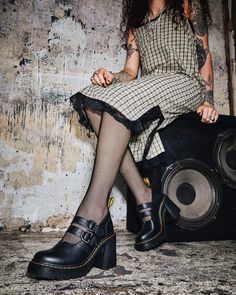 Eviee Sendal Leather Heeled Shoes | Dr. Martens Doc Martens Heels, Platform Mary Janes Outfit, Mary Janes Outfit, Comfortable Leather Shoes, Doc Martens Style, Mary Jane Shoe, Doc Martens Outfit, Zapatos Mary Jane, Dr Martens Womens