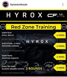 the hyrox cf red zone training bag is shown with instructions on how to use it