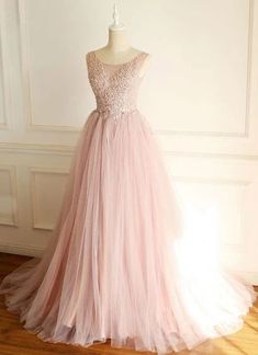 Sleeveless Tulle Evening Dress With Sweep Train, Sleeveless Tulle Evening Dress For Wedding, Pink Sleeveless Prom Wedding Dress, Pink Sleeveless Wedding Dress For Prom Season, Sleeveless Tulle Bridesmaid Dress, Pink Sleeveless Wedding Dress, Sleeveless Pink Wedding Dress, Pink Sleeveless Wedding Dress For Debutante Ball, Lace Sleeveless Bridesmaid Ball Gown