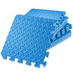 three blue mats stacked on top of each other