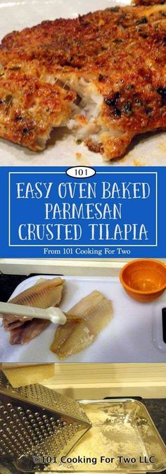 the cover of easy oven baked parmesan crusted tila