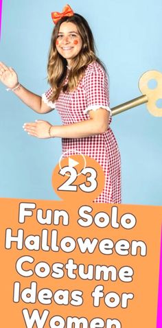 a woman wearing a red and white dress with the words 23 fun solo halloween costume ideas for women