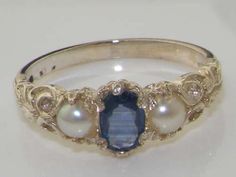 Dorothy Dandridge, Vintage Style Rings, Natural Blue Sapphire