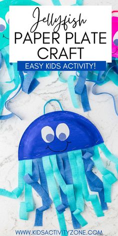 paper plate craft for kids with an octopus and jellyfish on it, in the middle of