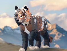 an animated tiger standing on top of a hill