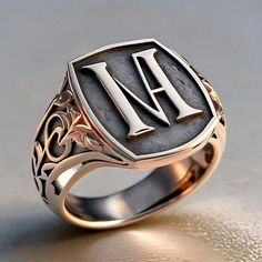 Discover our exquisite Custom Initial Letter Vintage Monogram Silver Signet Ring. This unique piece combines the elegance of a vintage ring with the personal touch of an initial letter ring. Crafted from high-quality silver, our monogram ring is the perfect custom ring for anyone seeking a timeless and personalized accessory. Whether you're looking for a silver signet ring for yourself or a thoughtful gift, this custom monogram ring is sure to impress. Care instructions: * Keep Jewellery away fr Monogram Signet Ring, Vintage Initial Ring For Gifts, Silver Elegant Initial Ring With Name Detail, Elegant Silver Initial Ring, Elegant Silver Initial Ring With Name Detail, Elegant Silver Initial Ring With Name, Vintage Silver Initial Ring With Hallmarks, Antique Initial Ring For Wedding, Vintage Initials Jewelry For Anniversary