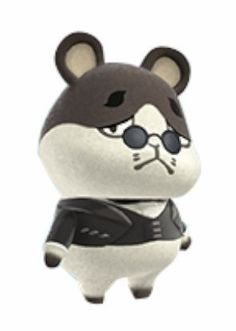 a small stuffed animal is wearing a black and white outfit with sunglasses on it's head