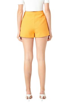 Sail into shorts season in this chic pair fastened with a double row of bold golden buttons for a polished, nautical-inspired look. Lined 97% polyester, 3% spandex Hand wash, dry flat Imported Chic High-waist Elastane Shorts, Chic High Waist Elastane Shorts, Chic Elastane Shorts With Short Inseam, Trendy Elastane Shorts For Summer, Trendy Summer Shorts Made Of Elastane, High Waist Elastane Shorts For Summer, High Waist Stretch Shorts For Summer, Summer Skort With Belt Loops And Short Length, Sailor Shorts